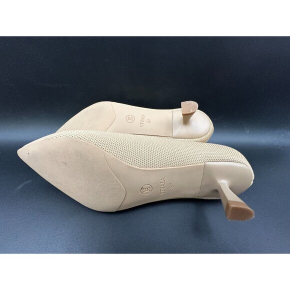 Vivaia Beige Kitten Heel Pumps Womens Size 6.5 EU 37 Almont Pointed Toe - Picture 9 of 10